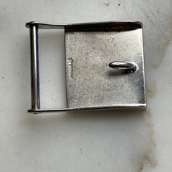 Vintage Solid Sterling Silver Belt Buckle - Picture 5 of 12